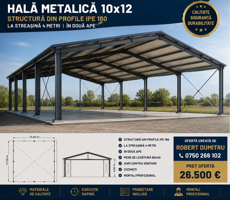 Hale metalice din profile ipe sau teava