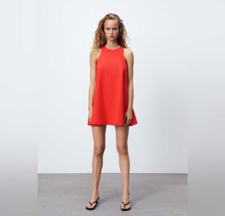 Мини рокля от ленена смес Zara