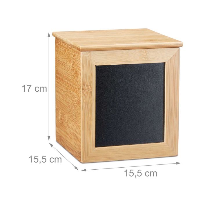 Cutie de Depozitare cu Tabla de Scris Stil Rustic Bambus 17x15x15 cm