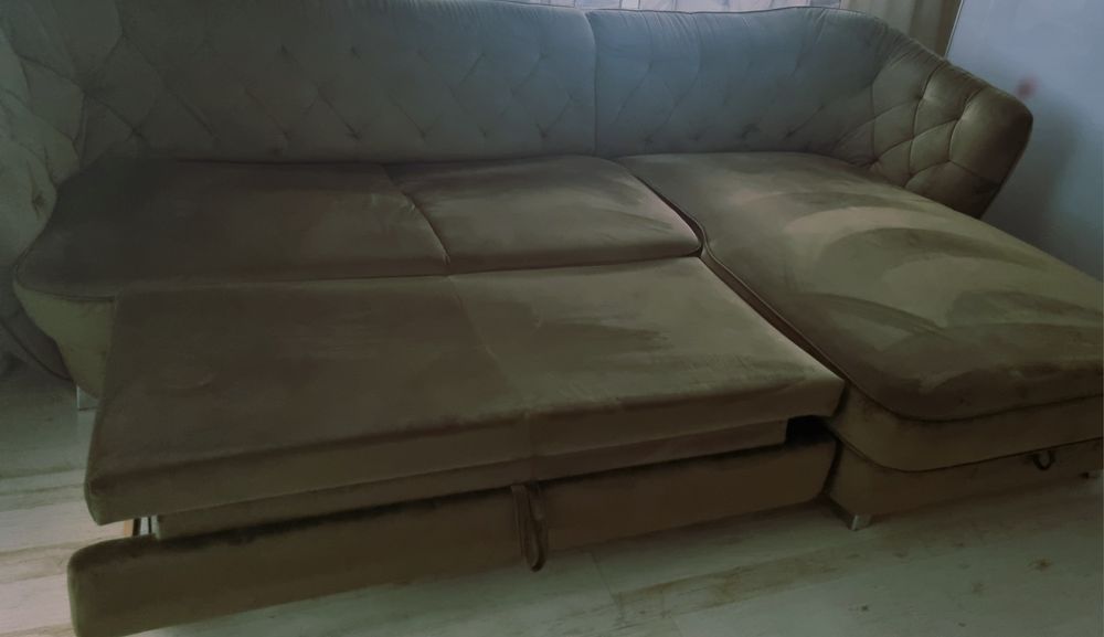 Coltar Cotta extensibil RETRO , dreapta, stofa velvet oliv