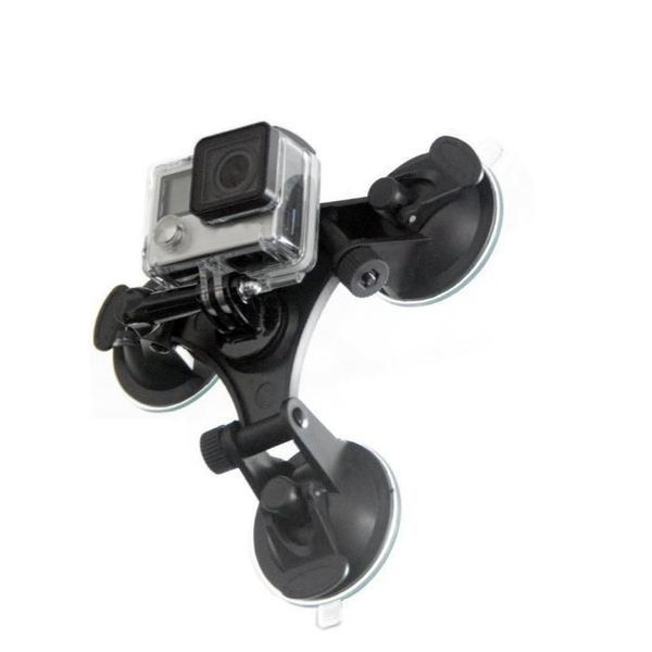Тройна вакуум стойка за автомобил размер М за екшън камера gopro