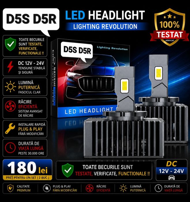 Becuri LED D5S D5R Canbus 12V-24V  50000LM set 2buc