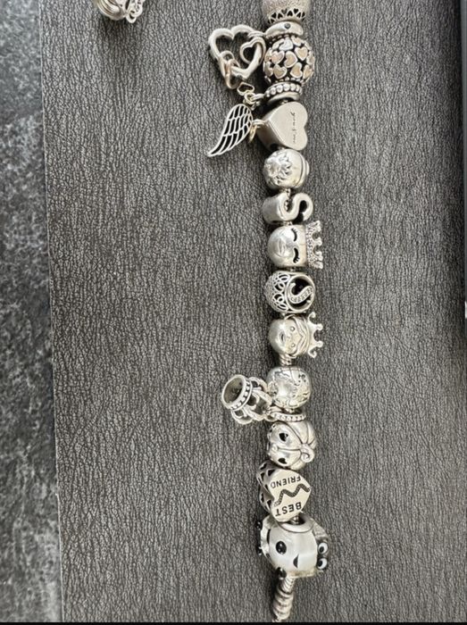 Bratara argint Pandora + charms