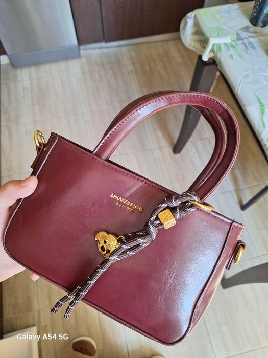 Винено червена, Y2K чанта с charm и допълнителна дръжка