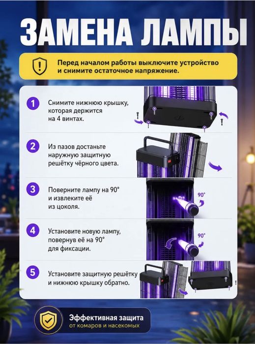 Электрическая лампа от комаров и мух