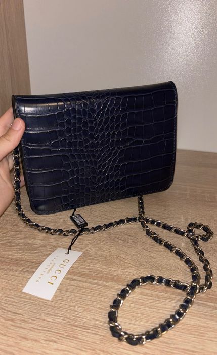Geantă Gucci bleumarin crocodile