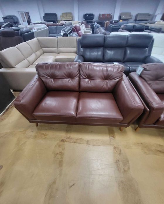 Комплект кафяви кожени дивани две двойки "Watson"