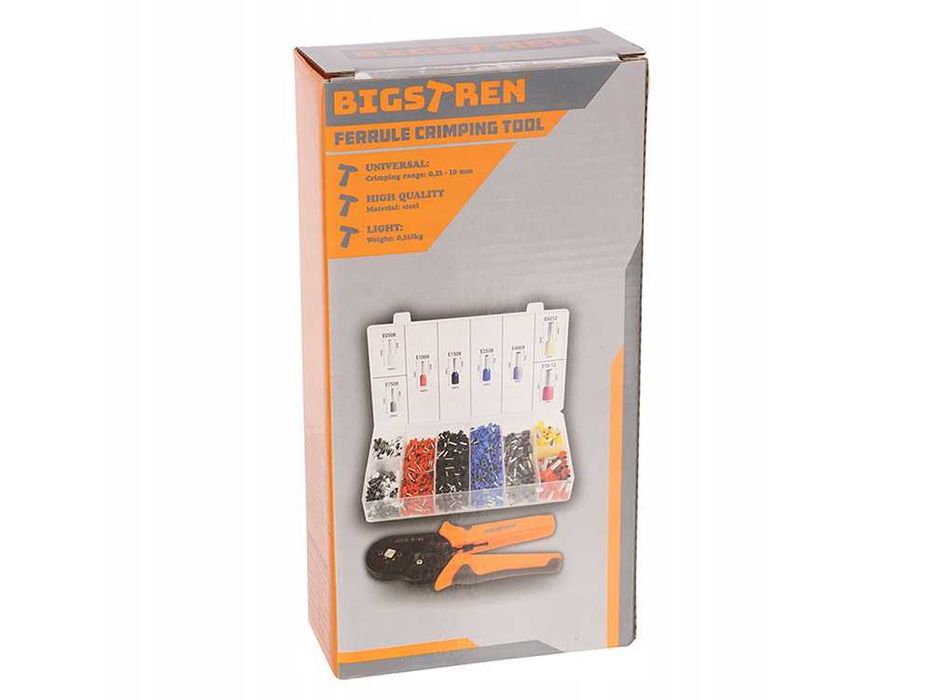 Клещи за кримпване, 170 мм, 0.25-10 кв.мм, BIGSTREN, с 1200 обувки