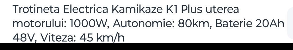 Vând trotinetă kamikaze k1 plus