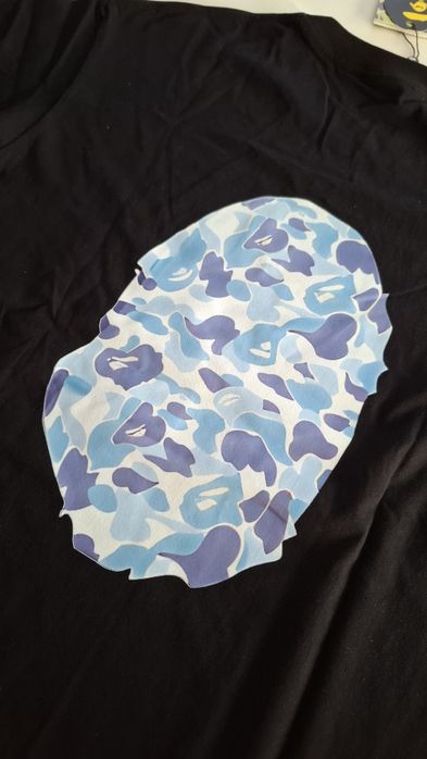 Tricou Bape Negru, Print Albastru, Marimea L