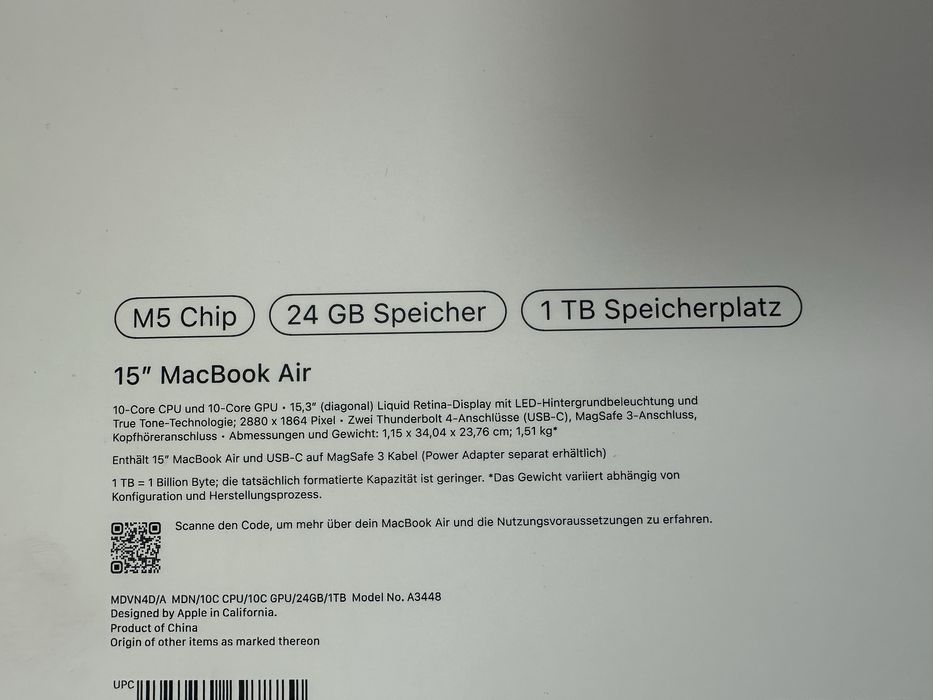 Macbook Air M5 ecran 15’ Ram 24GB 1TB memorie sigilate black si silver