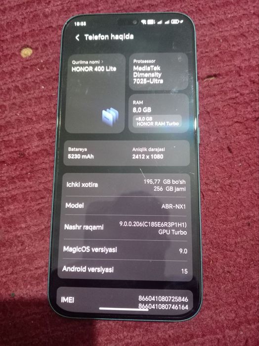 Honor 400 lite 8/ 256 holati yangi