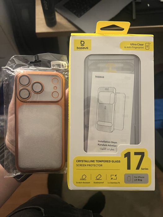 Husa Orange + Folie sticla Baseus iPhone 17 Pro