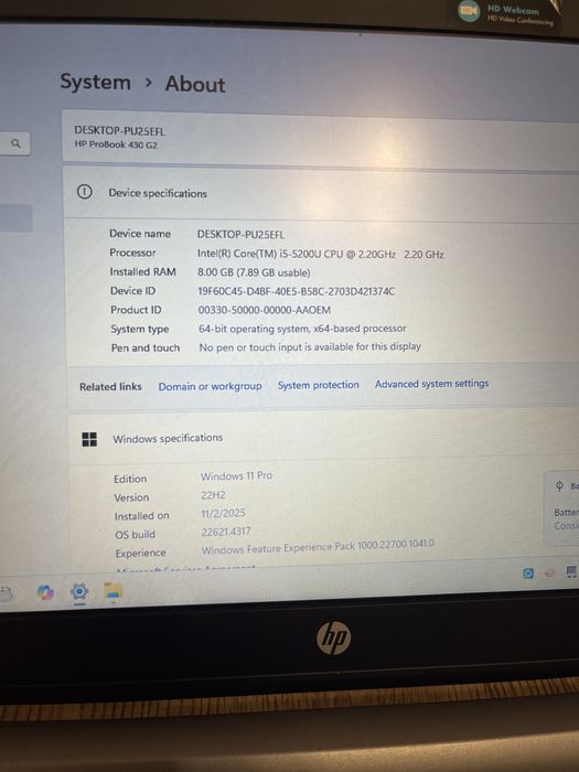 Laptop HP ProBook 430 G2 / i5 GEN 5 / SSD 128 GB / 8 GB RAM
