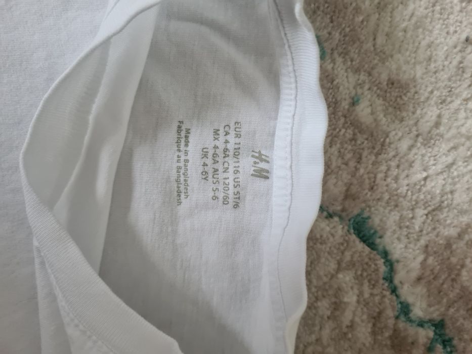 Lot 5 tricouri albe, H&M, Tex, marimea 116