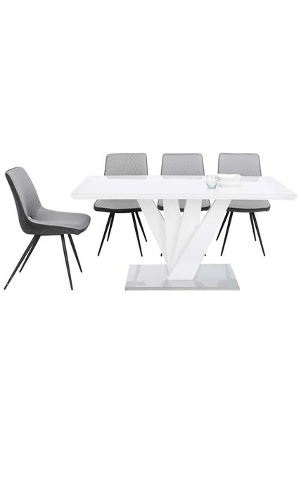 Трапезна маса 90/160/76 бял гланц