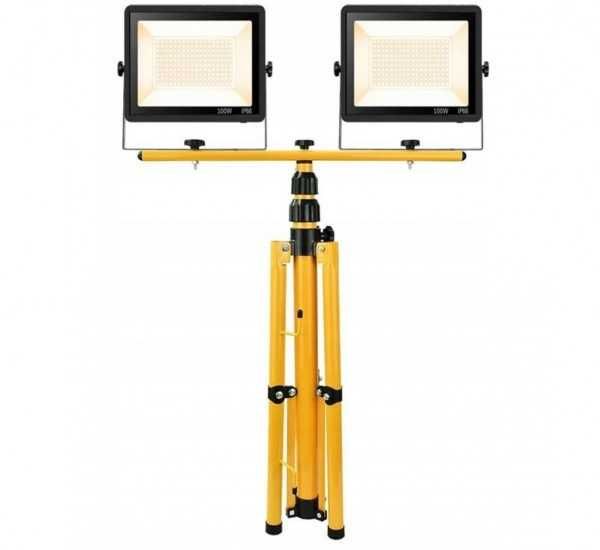 Стойка за прожектори и фенери, Тип трипод, Алуминий, Жълт, 60/160 см