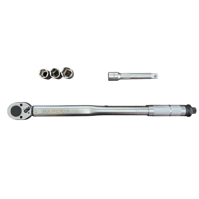 Динамометричен ключ 1/2″ 28-210Nm с вложки и удължение HAWEK
