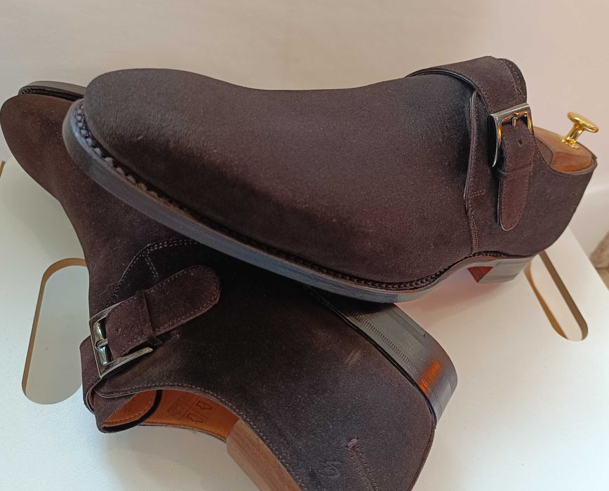 Pantofi de lux 44 44.5 monk GREVE NOI lucrati manual piele naturala