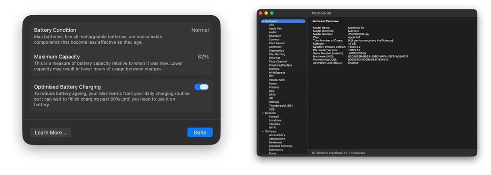 MacBook Air M2 13.6" / 16GB / 512GB – перфектно състояние (Starlight)