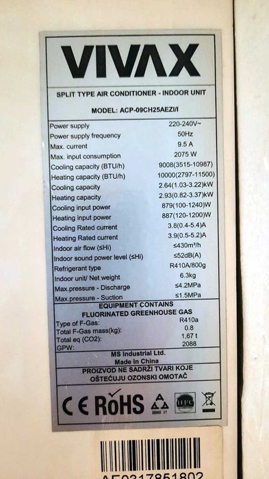 Aer  conditionat VIVAX 9000 btu