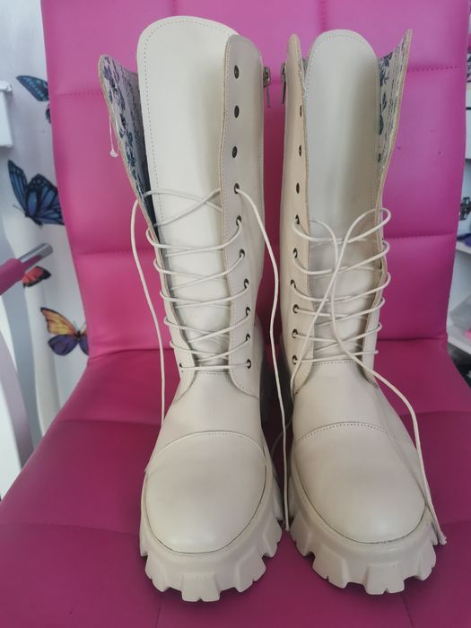 Botine bej piele ecologica