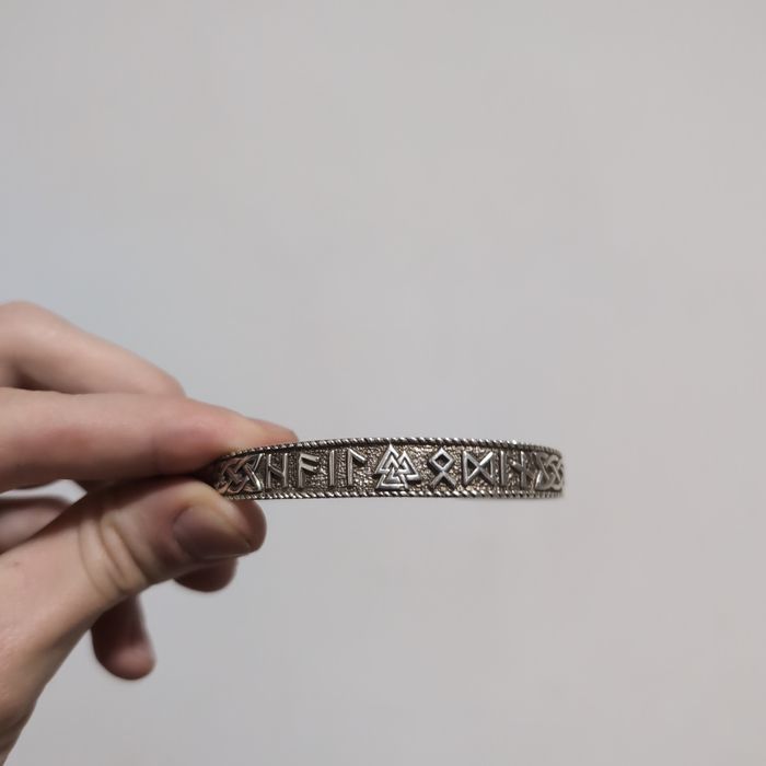 Bratara fixa reglabila argint Valknut rune futhark odin