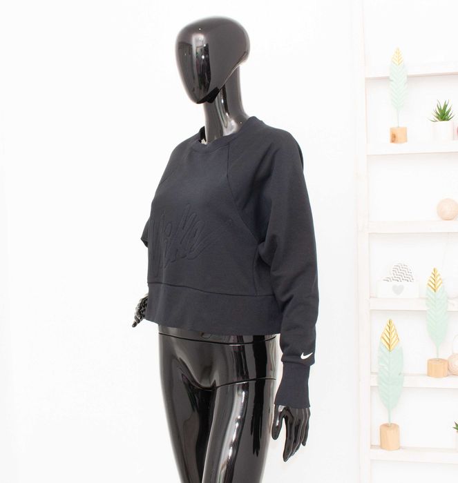 Nike оригинален дамски суичър черен пуловер с релефно лого S