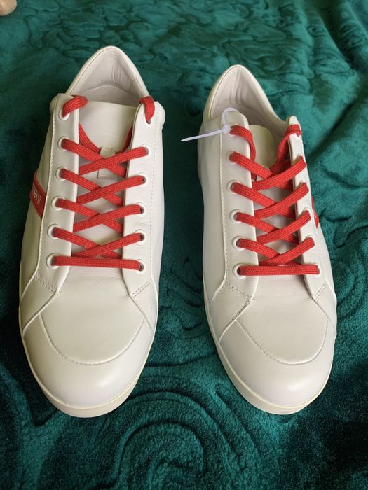 Adidasi Emporio Armani noi, doar probati, albi cu dungi rosii