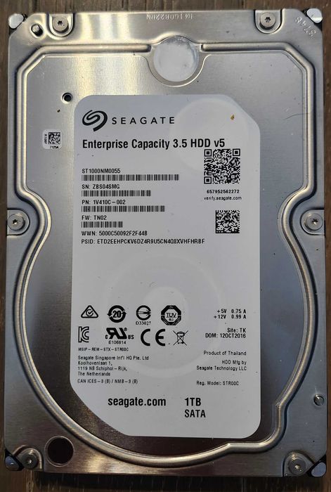 Seagate Enterprise 1TB Hot-Plug SATA 6Gb/s 7.2K 3.5-512 Native 128 MB