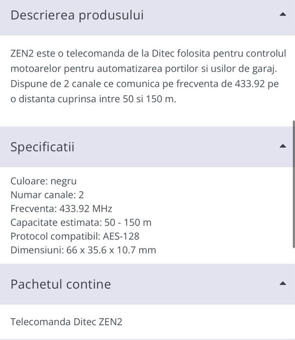 Telecomanda Ditec noua, nefolosita