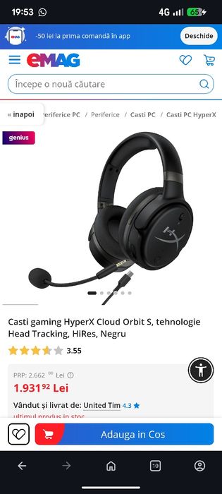 Casti Gaming HyperX Cloud Orbit S