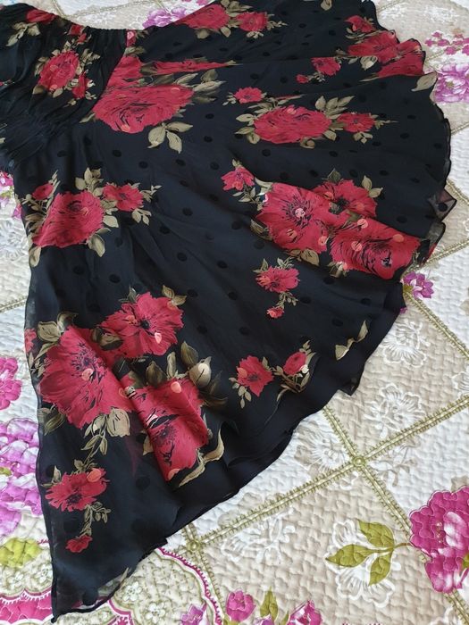 Rochie matase naturala ocazie volane midi print floral