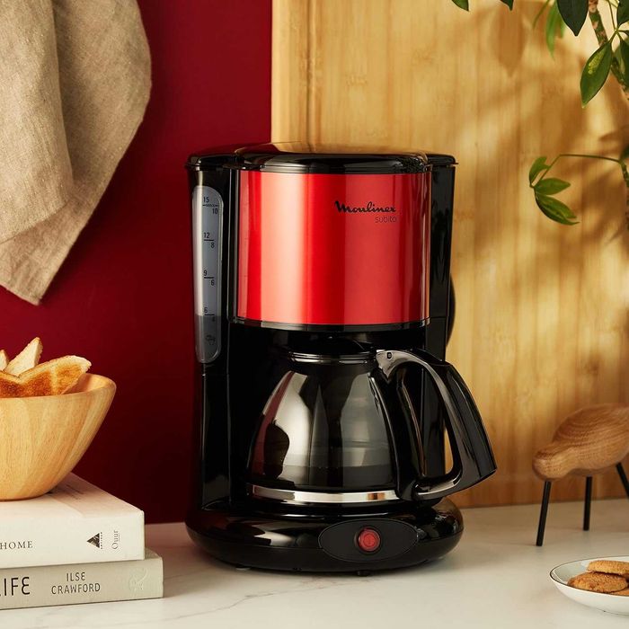 Moulinex Subito FG360D филтърна кафе машина, стъклена кана, 10-15 чаши, капацитет 1.25 л, функция за автоматично изключване,  неръждаема стомана