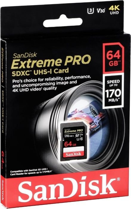 SanDisk Extreme Pro V30 SDXC UHS-I U3 64/128/256Gb