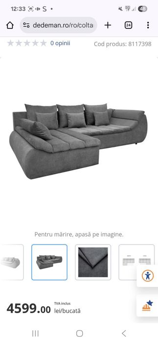 Coltar extensibil gri închis si gri deschis