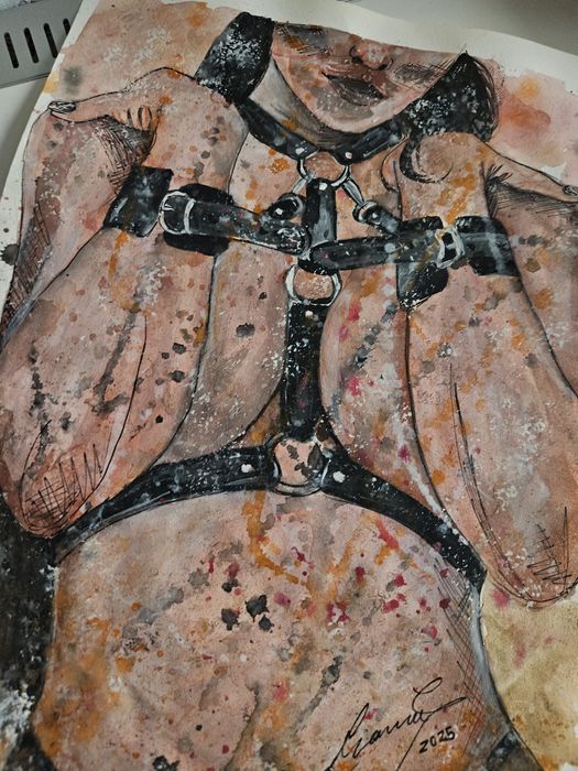 Pictura in acuarea, nud artistic femeie
