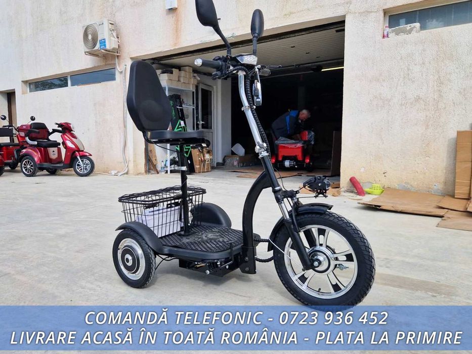 30% Triciclu electric mobilitate adulti si varstnici FARA PERMIS - Livrare acasa in toata Romania - GARANTIE - MAGAZIN 48v12ah, 500w,  FULL ECHIPATA!