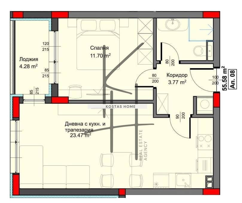 Продава се Двустаен апартамент в Варна, Аспарухово - 63 кв.м за 1366 €/кв.м - Снимка #1