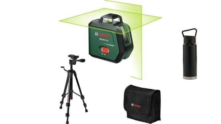 Линеен лазерен нивелир Bosch PLL360-15G, 3.6 V, 2 Ah , със зелени лъчи 360 , със статив