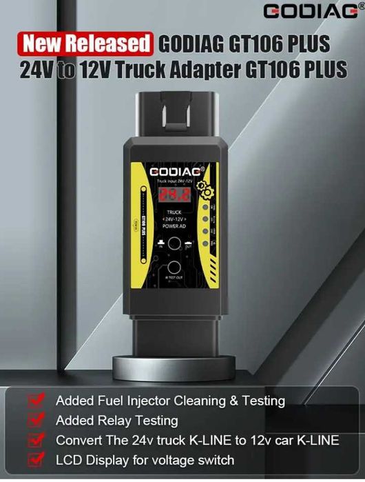 Godiag GT106: Convertor 12V la 24V, compatibil Launch X431, Thinkdiag