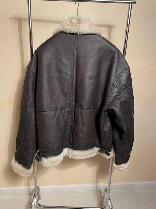 Cojoc maro vintage pentru barbati piele si blana Shearling premium