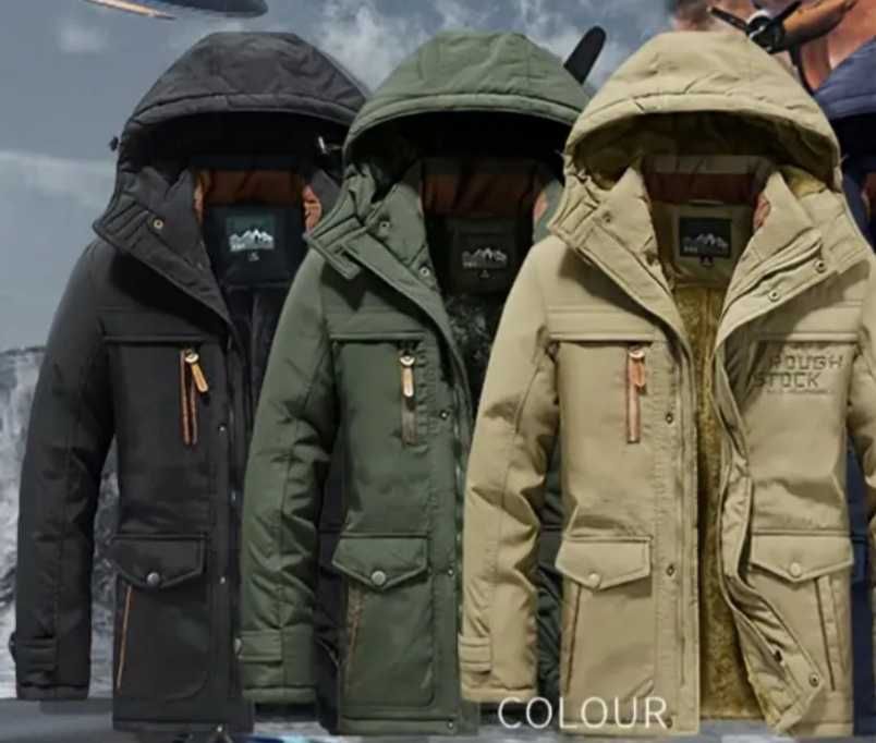 Новая мужская зимняя куртка с капюшоном 3 цвета размер 48-58 до 120 кг