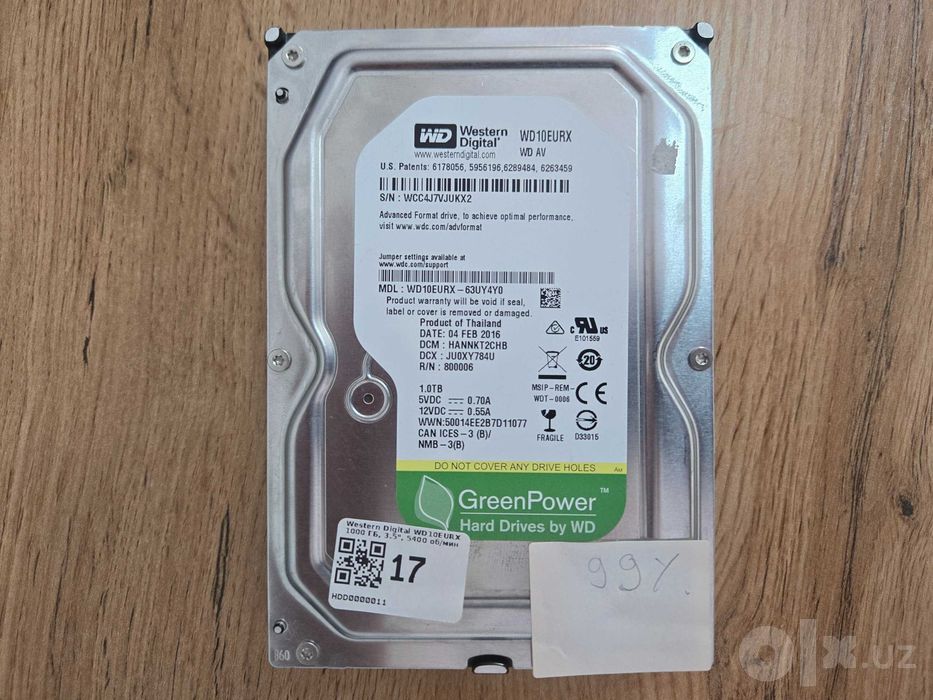 Жесткий диск HDD Western Digital AV-GP 1. TB (GreenPower 99%)