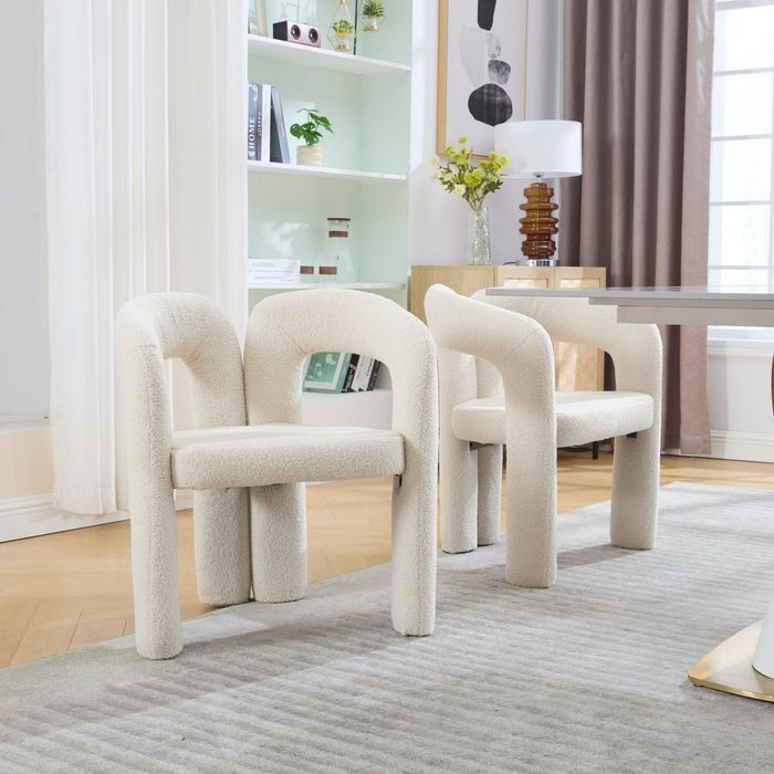 NOU Set 2 scaune M-form, teddy, crem