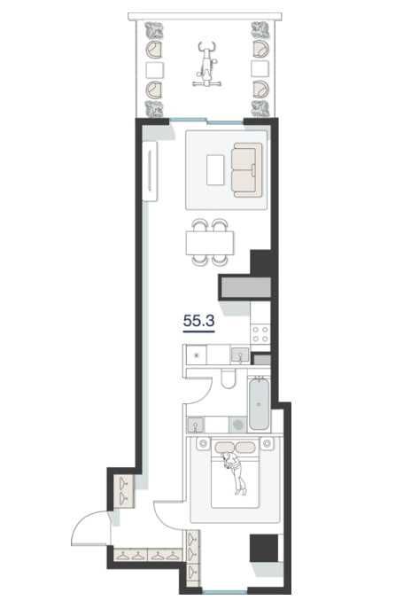 Продаётся квартира!!! НОВОСТРОЙКА ЖК "Nest one" 2 комнатная 55,30кв,м