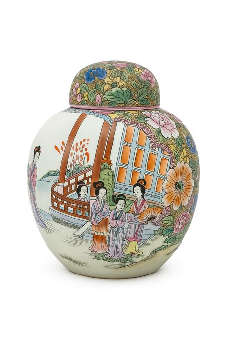 Китайска порцеланова ваза с  капак начало-средата на XX в., Китай