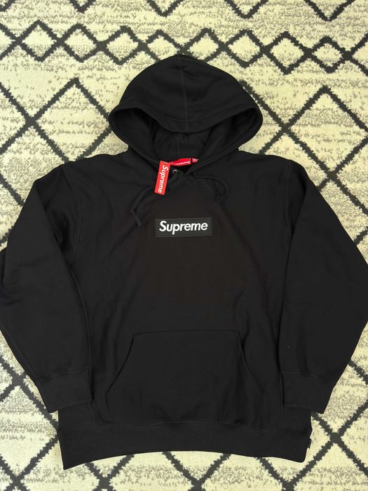 Supreme Box Logo Hooded Sweatshirt FW25 Black Hoodie Marime Medium M