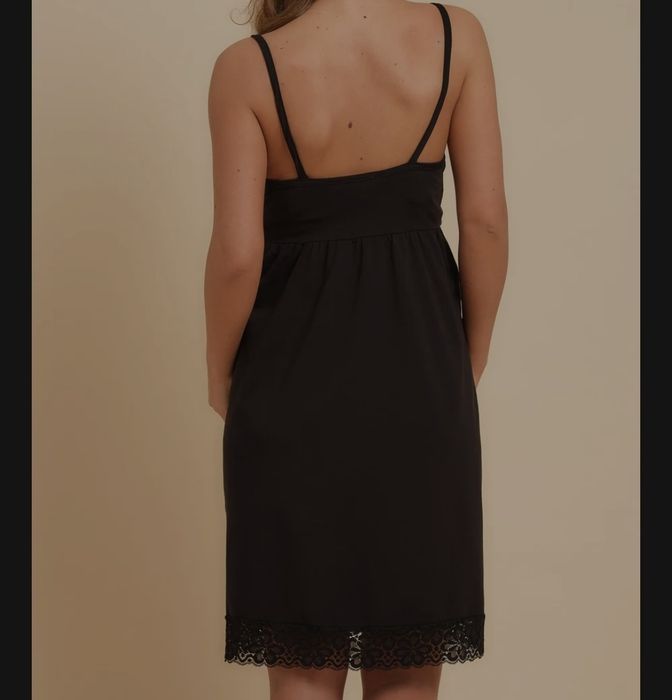 Черна нощница за кърмачки и бременни + подарък