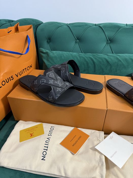 Papuci Louis Vuitton piele naturala 100% Full Box colectie noua